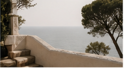 Mediterranean terrace overlooking the sea.
